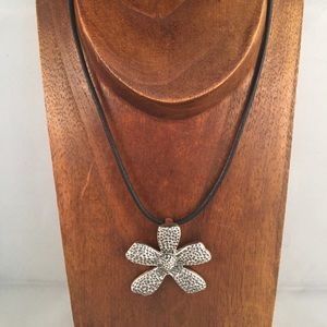 Silpada Leather Necklace & Flower Pendant
